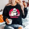 Hedgehog And Panda Bear Buddies Besties Retro Sunset Sweater