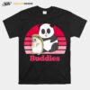 Hedgehog And Panda Bear Buddies Besties Retro Sunset T-Shirt