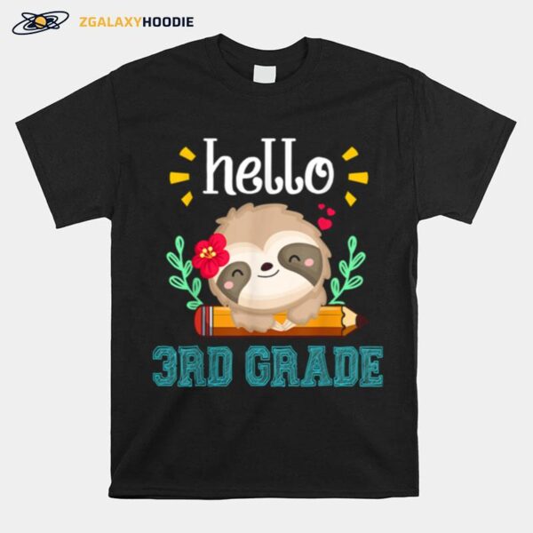 Hello Preschool Back To School Cute Sloth Girl T-Shirt