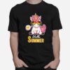 Hello Summer Unicorn With Retro Sunglass Holiday Beach T-Shirt