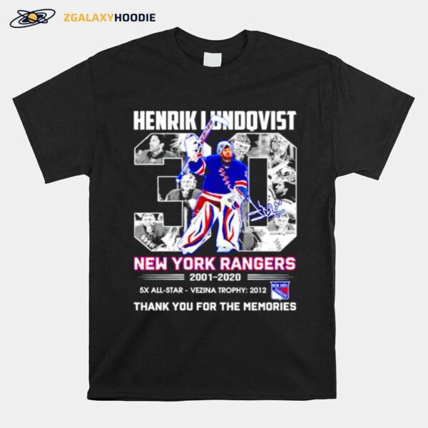 Henrik Lundqvist 30 New York Rangers Thank You For The Memories T-Shirt