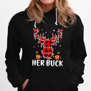 Her Buck His Doe Reindeer Xmas Pajamas Matching Couples Lights Christmas Hoodie