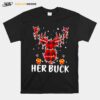 Her Buck His Doe Reindeer Xmas Pajamas Matching Couples Lights Christmas T-Shirt