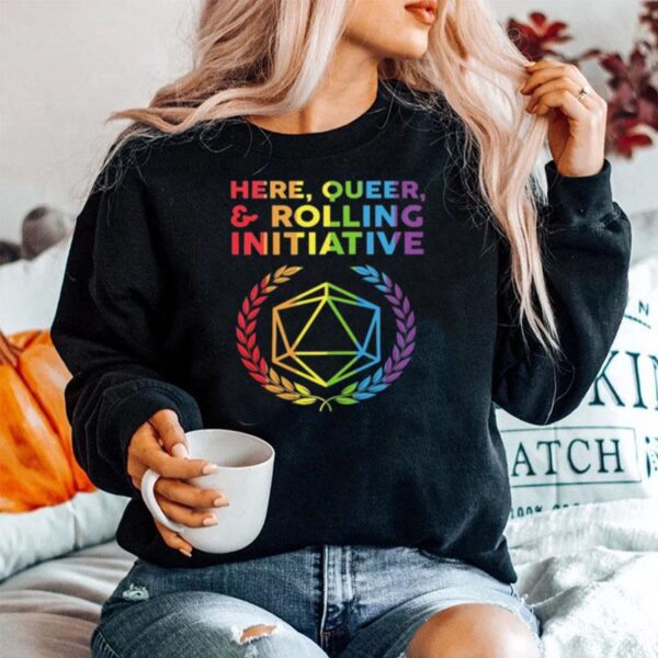 Here Queer And Rolling Initiative Dungeon Lgbt Sweater