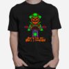 Here We Go Halloween Pumpkin Head Skeleton Motorcycle Driving T-Shirt