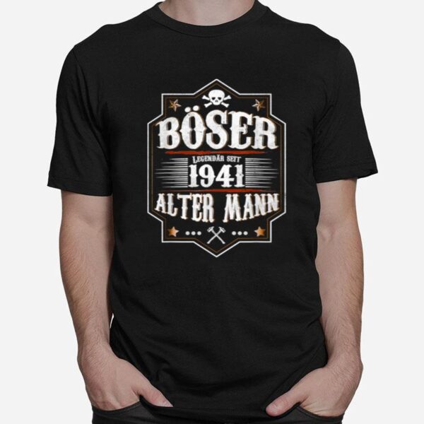 Herren 80. Geburtstag Boser Alter Mann Jahrgang 1941 Vintage Spruch T-Shirt