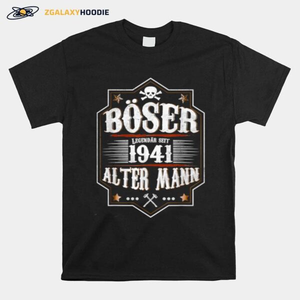 Herren 80. Geburtstag Boser Alter Mann Jahrgang 1941 Vintage Spruch T-Shirt