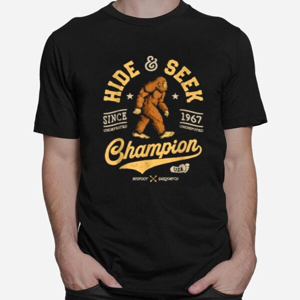 Hide And Seek Champion Funny Bigfoot Sasquatch Retro T-Shirt