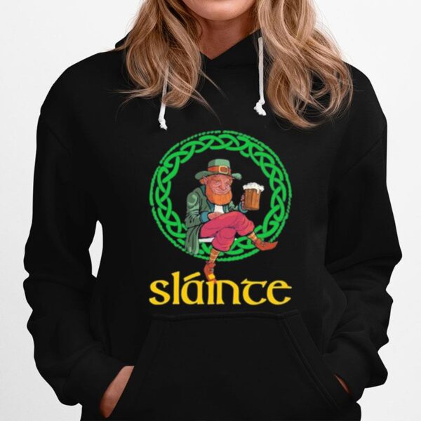 Irish St Patricks Day Leprechaun Green Beer Drinking Slainte Hoodie