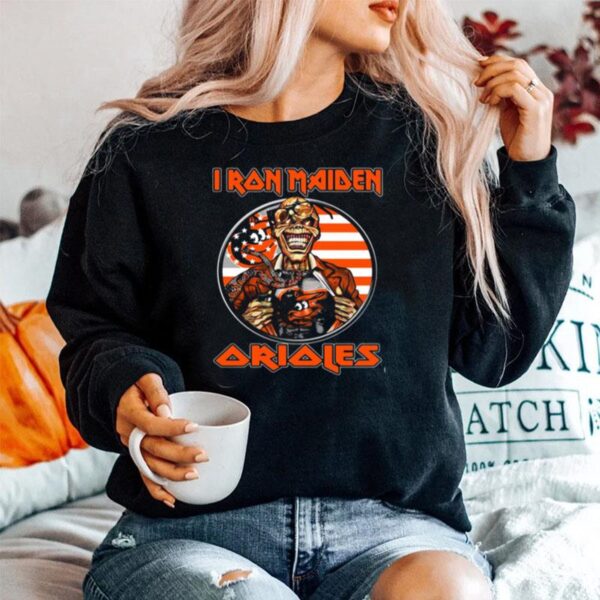 Iron Maiden Baltimore Orioles American Flag Independence Day Sweater