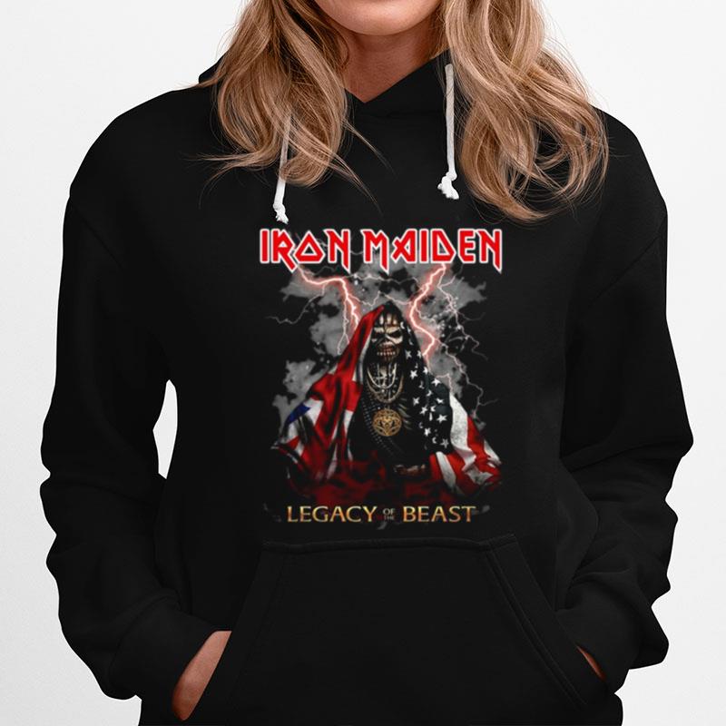 Iron Maiden Legacy Of The Beast American Flag Hoodie