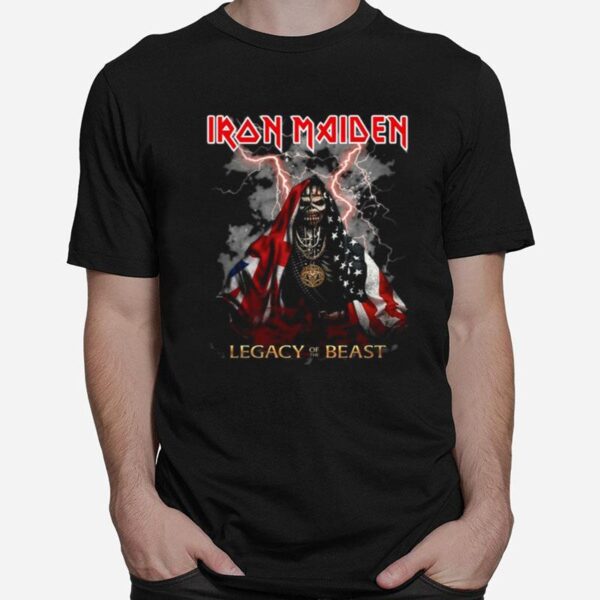 Iron Maiden Legacy Of The Beast American Flag T-Shirt