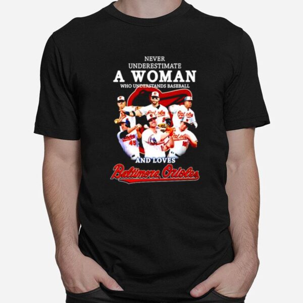 Never Underestimate A Woman Who Understands Baseball And Loves Baltimore Orioles T-Shirt