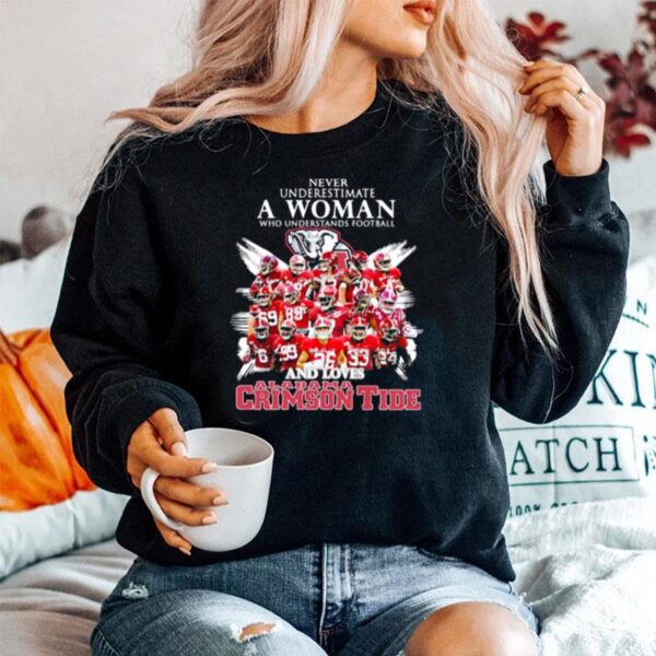 Never Underestimate A Woman Who Understands Football And Loves Alabama Crimson Tide Symbol Elephant Sweater