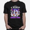 Never Underestimate A Woman Who Understands Football And Loves Horned Frogs Signatures T-Shirt