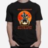 Never Underestimate An Old Lady With A Black Cat Pumpkin Sunset Halloween T-Shirt