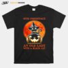 Never Underestimate An Old Lady With A Black Cat Pumpkin Sunset Halloween T-Shirt