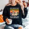 Never Underestimate An Old Woman With Cats And Books Savannah Cat Vintage Retro Sweater