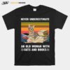 Never Underestimate An Old Woman With Cats And Books Savannah Cat Vintage Retro T-Shirt