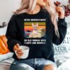 Never Underestimate An Old Woman With Cats And Books Sphynx Cat Vintage Retro Sweater