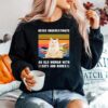 Never Underestimate An Old Woman With Cats And Books Turkish Van Cat Vintage Retro Sweater