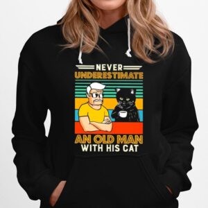 Never Underestimate And Old Man With His Tuxedo Cat Vintage Hoodie