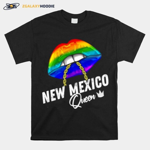 New Mexico Queen Lgbtq Gay Pride Usa American Rainbow Lips T-Shirt