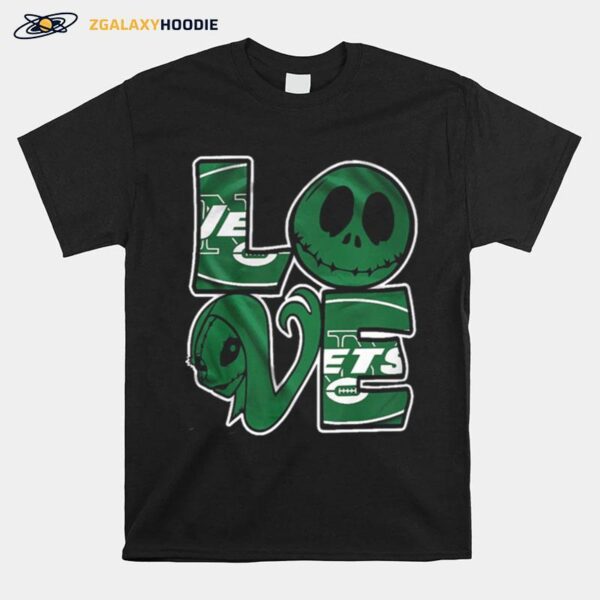 New York Jets Jack Skellington And Sally Love T-Shirt