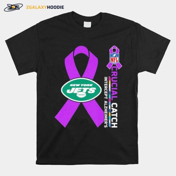 New York Jets Nfl Crucial Catch Intercept Alzheimers T-Shirt