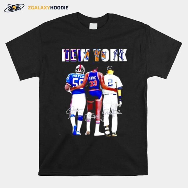 New York Jonathan Taylor Patrick Ewing And Derek Jeters Signature T-Shirt