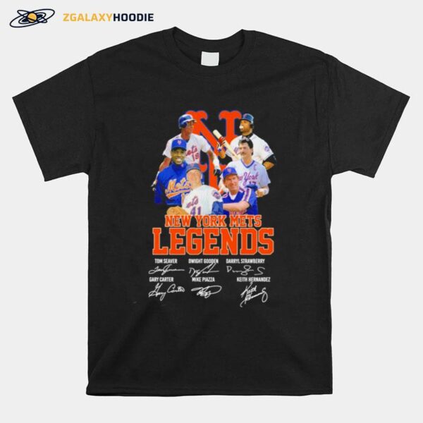 New York Mets Legends Tom Seaver Dwight Gooden Darryl Strawberry Signatures T-Shirt