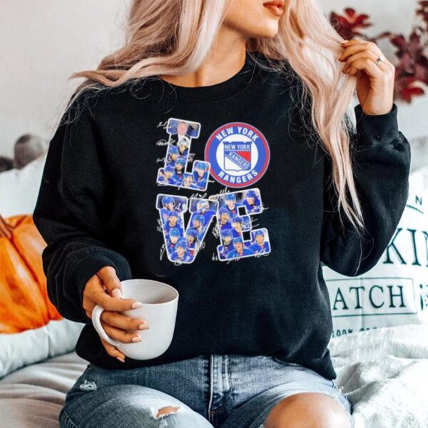 New York Rangers Players Love Fans 2023 Signatures Sweater