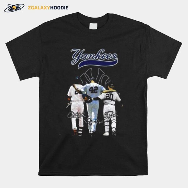 New York Yankees Derek Jeter Mariano Rivera Jorge Posada Signatures 2022 T-Shirt