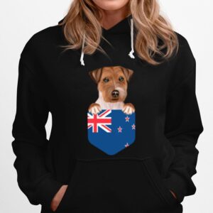 New Zealand Flag Russell Terrier Dog In Pocket Hoodie