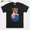 New Zealand Flag Russell Terrier Dog In Pocket T-Shirt