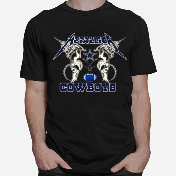 Nfl Dallas Cowboys Logo Black Metallica Wings T-Shirt