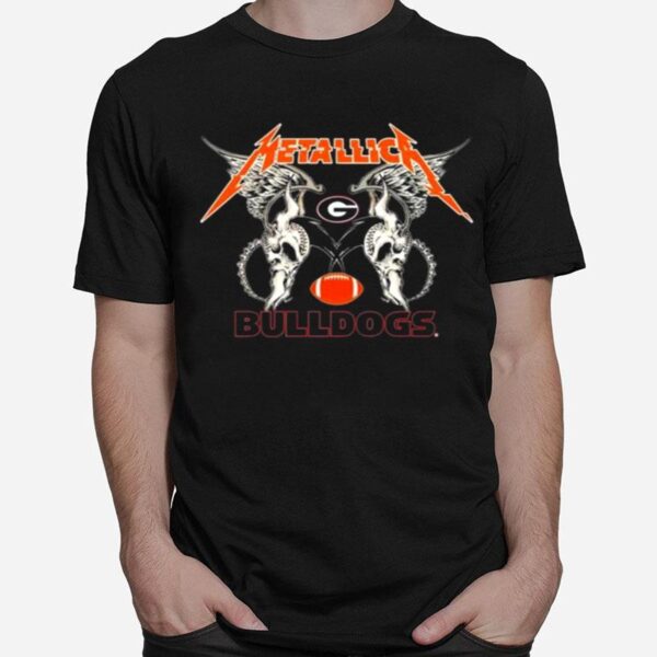 Nfl Georgia Bulldogs Logo Black Metallica Wings T-Shirt