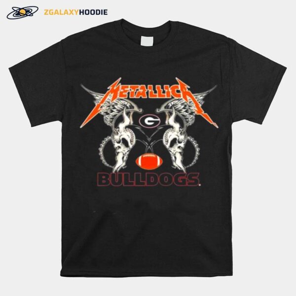 Nfl Georgia Bulldogs Logo Black Metallica Wings T-Shirt