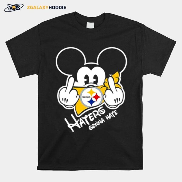 Nfl Mickey Mouse Face Mask Pittsburgh Steelers Fuck Haters Gonna Hate T-Shirt