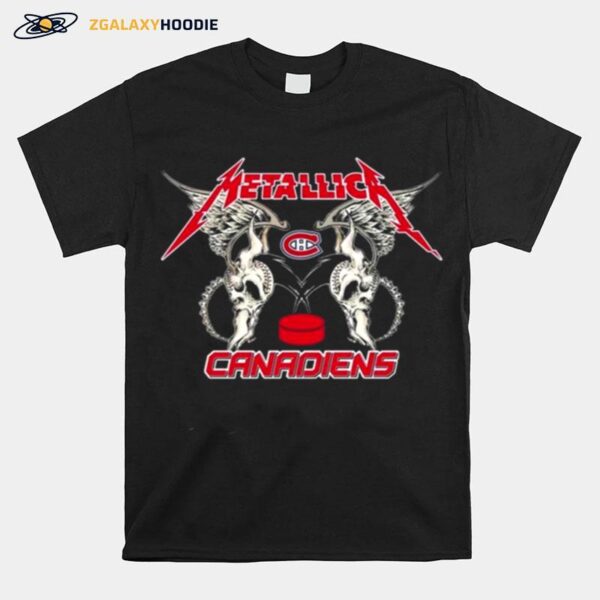 Nhl Montreal Canadiens Logo Black Metallica Wings T-Shirt