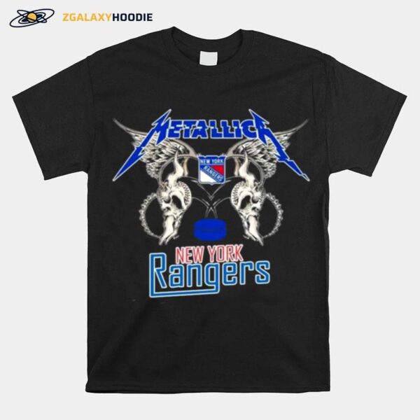 Nhl New York Rangers Logo Black Metallica Wings T-Shirt