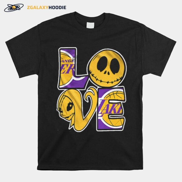 Nice Angel Laker Jack Skellington And Sally Love T-Shirt