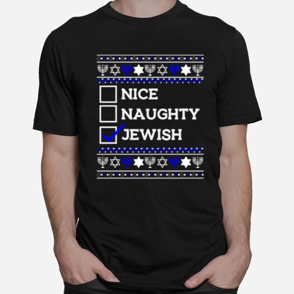 Nice Naughty Jewish Ugly Christmas 2022 T-Shirt