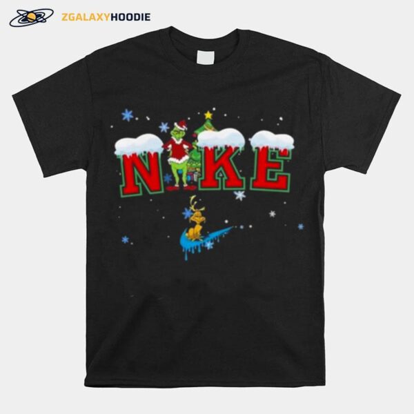 Nike Santa Grinch And Dog Snow Merry Christmas T-Shirt