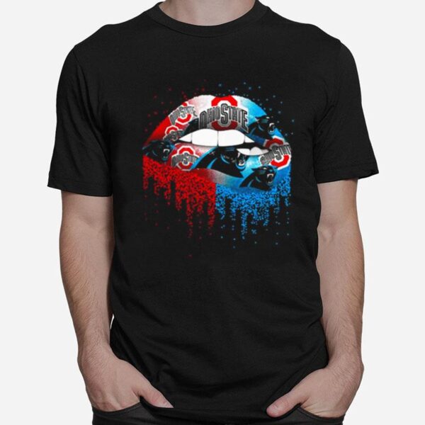 Ohio State Buckeyes And Carolina Panthers Lips T-Shirt