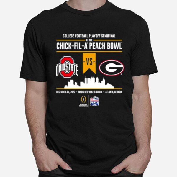 Ohio State Vs Georgia Bulldogs 2022 College Football Playoff Peach Bowl Head To Head Black T-Shirt