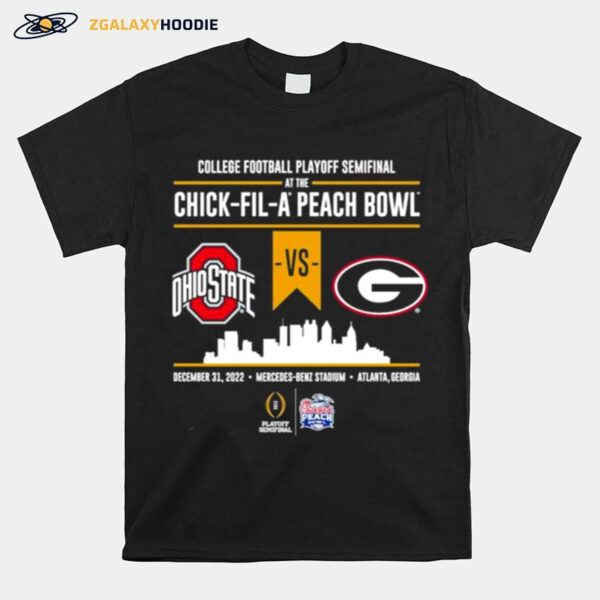 Ohio State Vs Georgia Bulldogs 2022 College Football Playoff Peach Bowl Head To Head Black T-Shirt