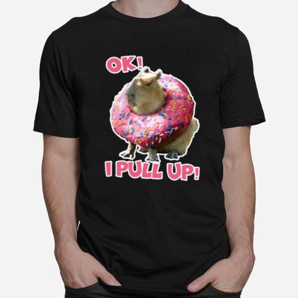 Ok I Pull Up Capybara Donut Funny Happybara Lesbian Capybara Is My Spirit Animal Cute Capybara In T-Shirt