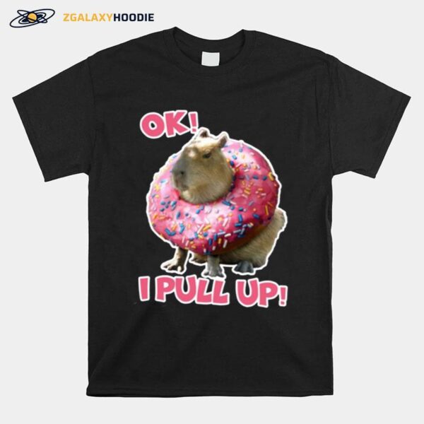 Ok I Pull Up Capybara Donut Funny Happybara Lesbian Capybara Is My Spirit Animal Cute Capybara In T-Shirt