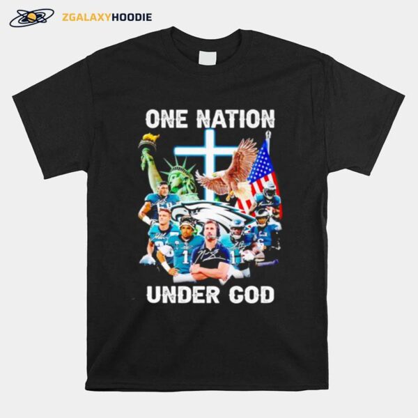 Philadelphia Eagles One Nation Under God Signatures T-Shirt